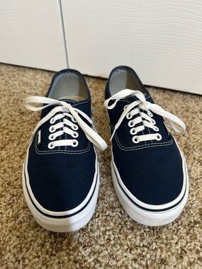 Vans Authentic Navy Canvas Sneakers Womens 8.5 Men’s 7 Classic Low Top Shoes